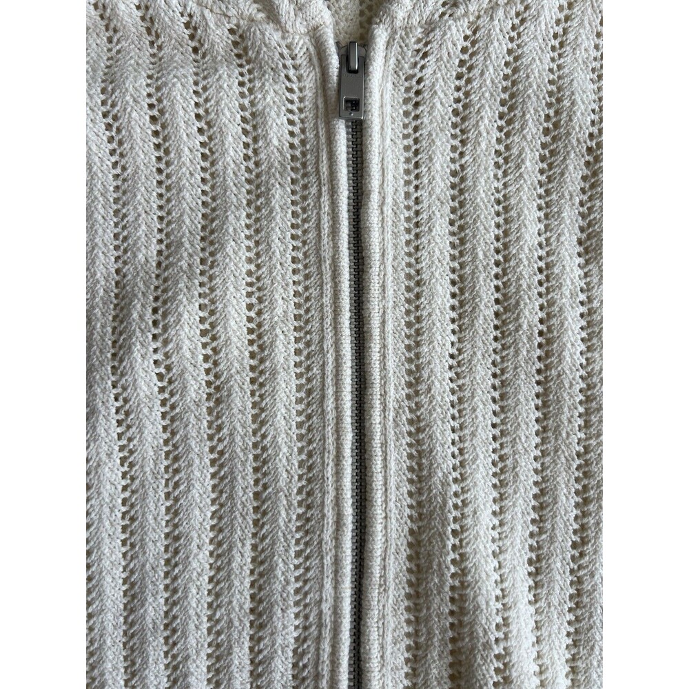 Women’s L Rag & Bone Adrienne Open Knit ivory Zip Hoodie Minimalist Fisherman - Picture 3 of 16
